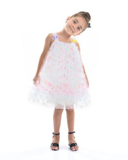 White Ombre Butterfly Dress