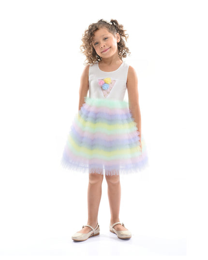 Purple Ruffle Tiered Pom Dress
