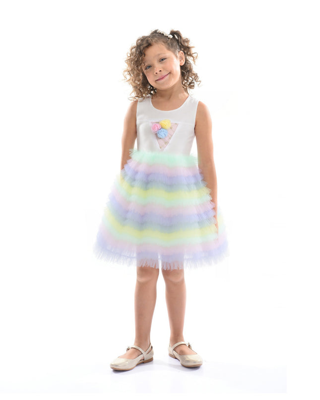 Purple Ruffle Tiered Pom Dress