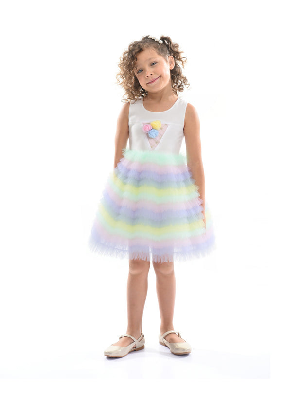 Purple Ruffle Tiered Pom Dress