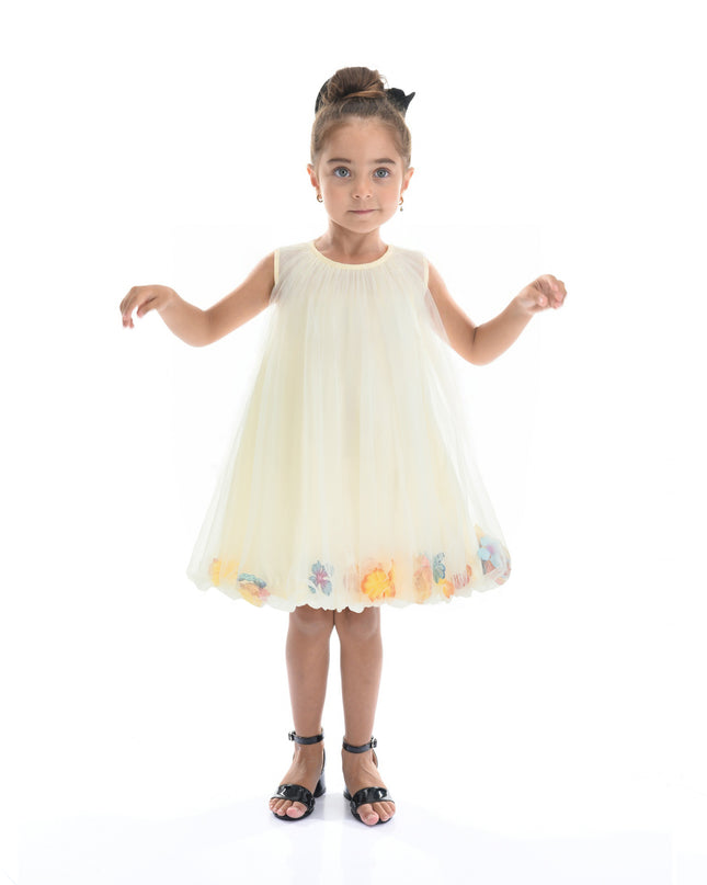 Ivory Floral Layered Sleeveless Dress