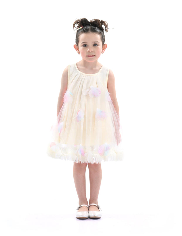 Ivory Blooming Tulle Sleeveless Dress