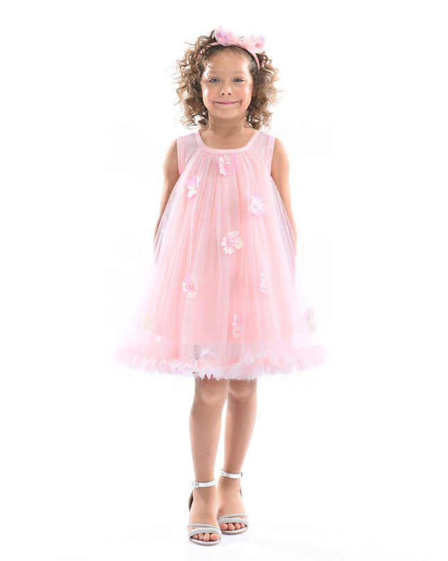 Blush Tulle Layered Floral Dress