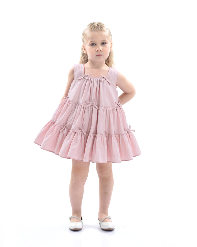 Pink Tiered Ribbon Sleeveless Dress