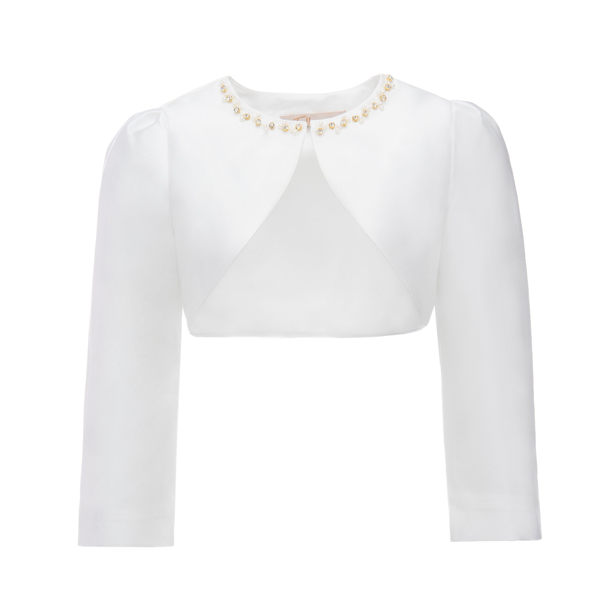 White Cropped Satin Cardigan kids atelier