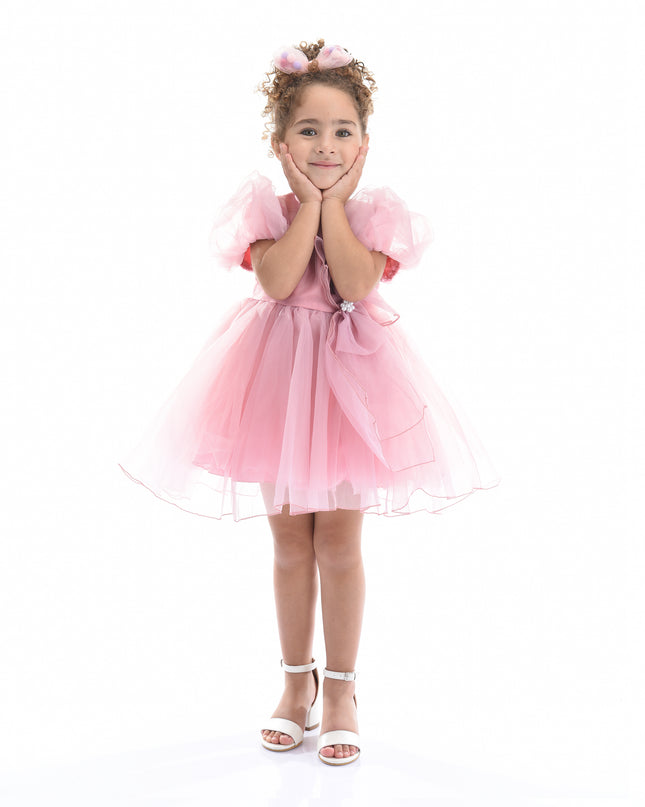 Pink Raspberry Bow Organza Dress