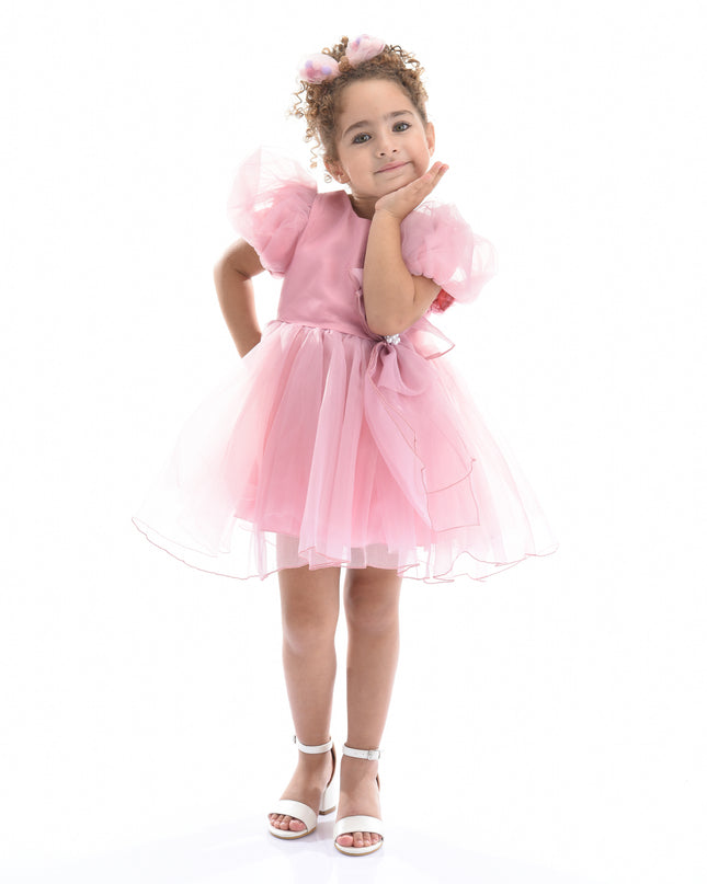 Pink Raspberry Bow Organza Dress