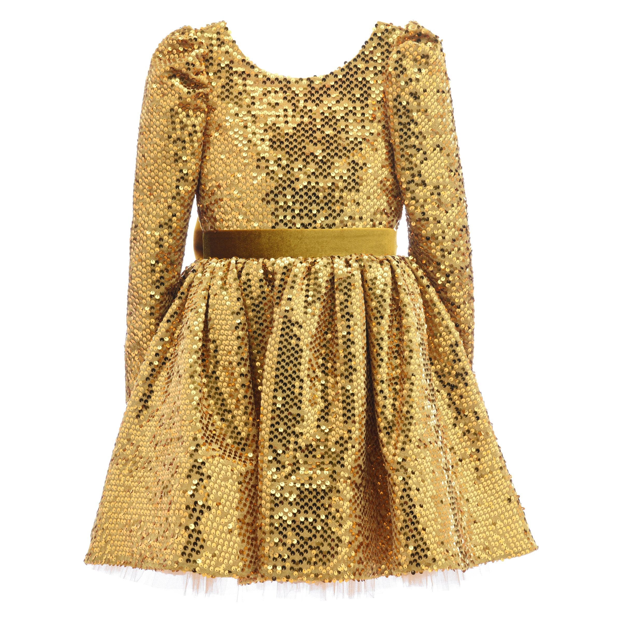 Gold Merribrook Sequin Bow Dress - kids atelier Gold Merribrook Sequin Bow Dress - kids atelier