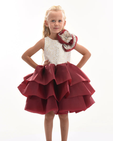 Burgundy Ladera Tiered Ruffle Dress - kids atelier Burgundy Ladera Tiered Ruffle Dress - kids atelier