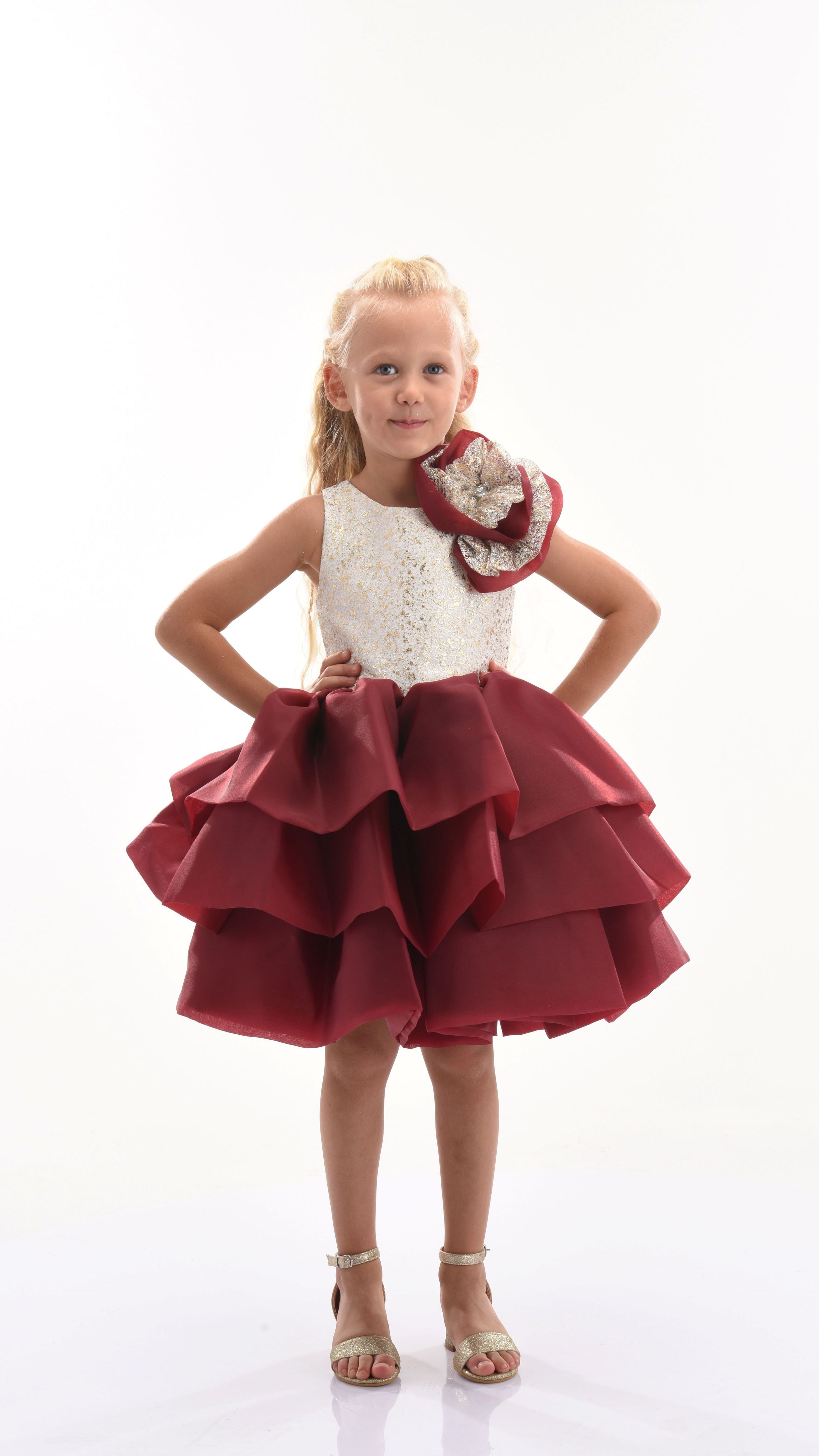 Burgundy Ladera Tiered Ruffle Dress 5Y / Red Burgundy Ladera Tiered Ruffle Dress 5Y / Red