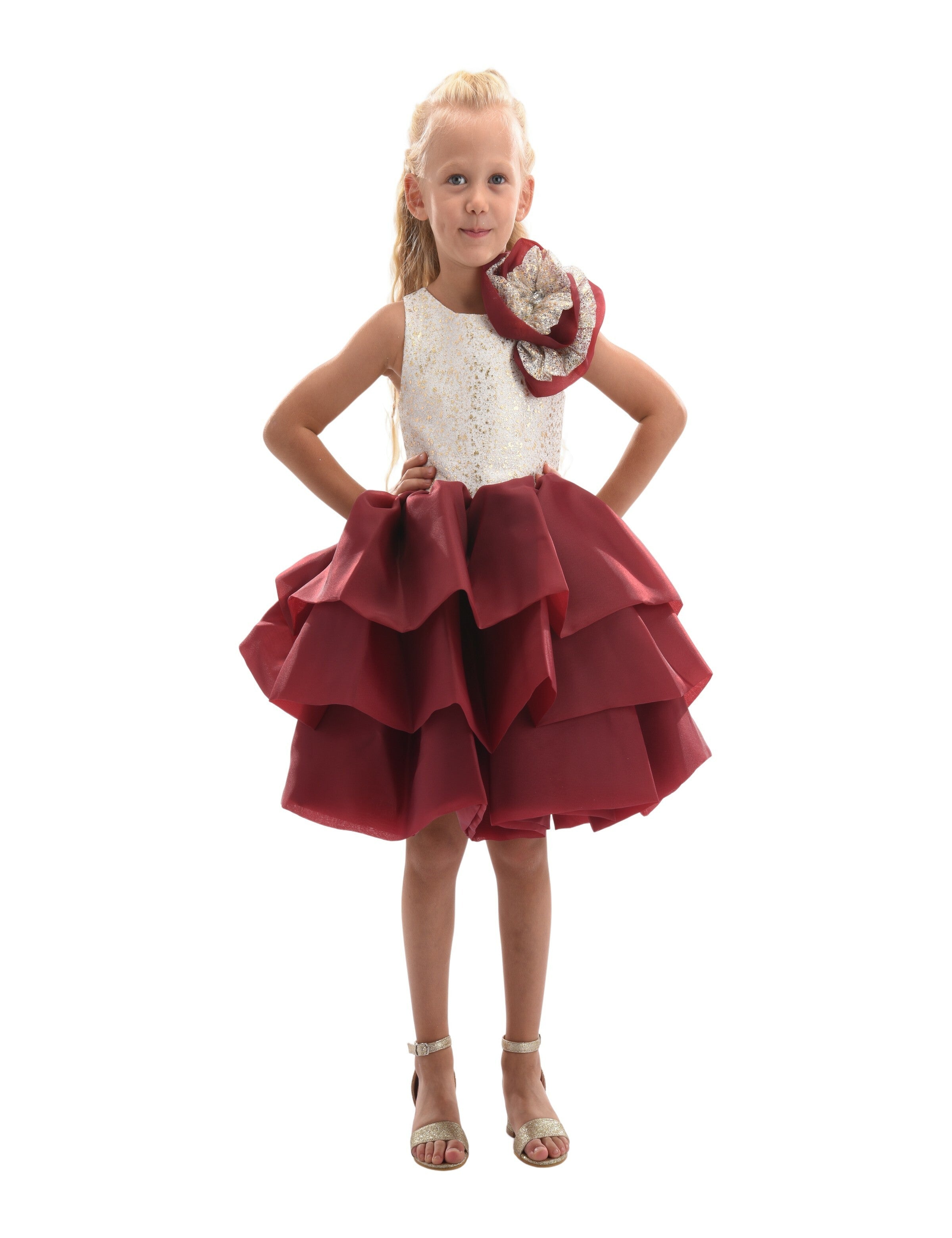 Burgundy Ladera Tiered Ruffle Dress 5Y / Red Burgundy Ladera Tiered Ruffle Dress 5Y / Red