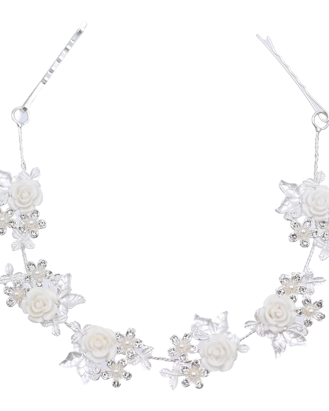 Crystal White Floral Garland Hair Vine