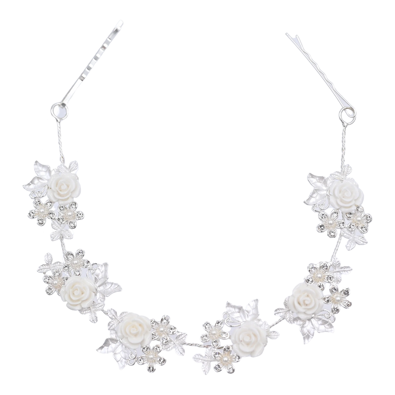 Crystal White Floral Garland Hair Vine