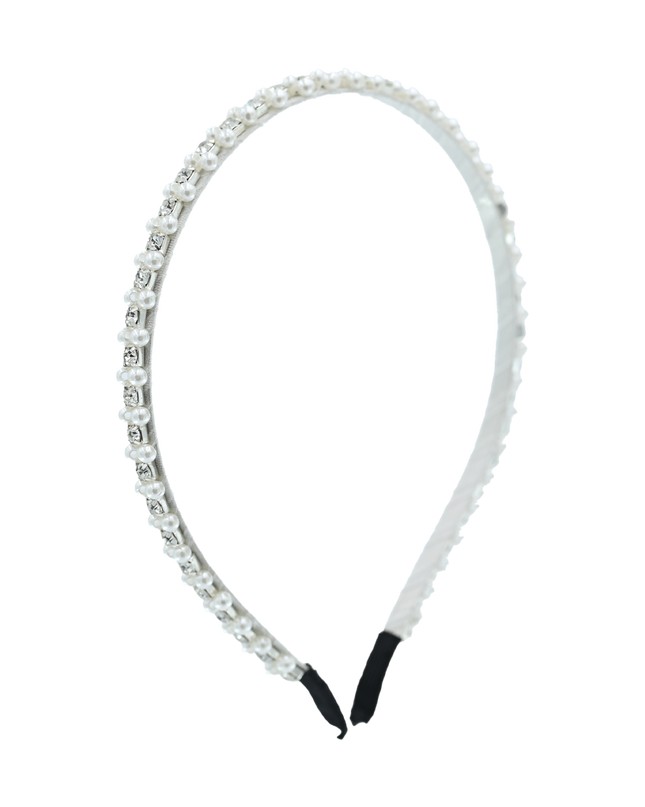 Platinum Rhinestone Embossed Pearl Headband