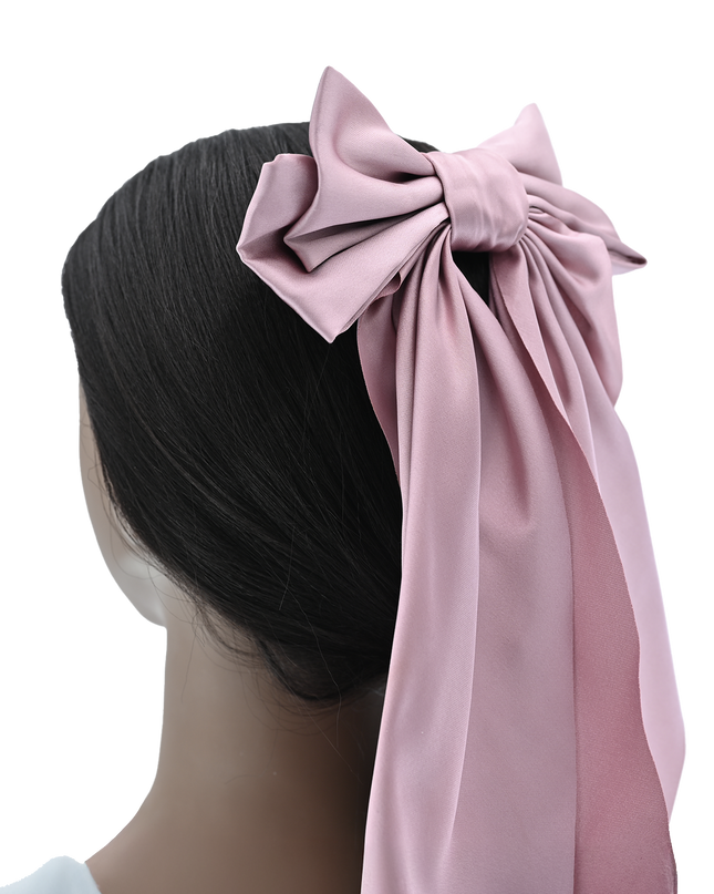 Tulleen-THC25002-Satin Ribbon Flowing Bow Hairclip
