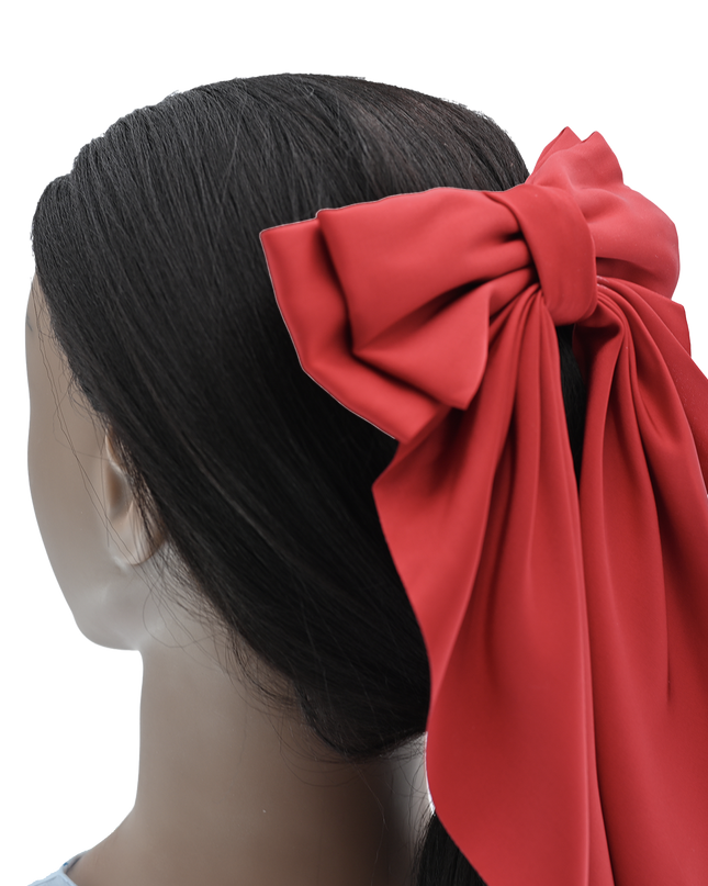 Tulleen-THC25002-Satin Ribbon Flowing Bow Hairclip