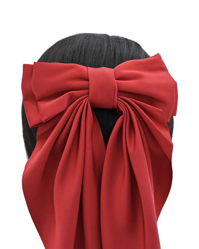 Tulleen-THC25002-Satin Ribbon Flowing Bow Hairclip