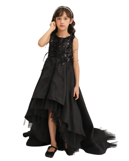Black Accented Tea Styled Salem Dress