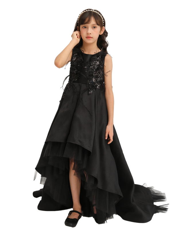 Black Accented Tea Styled Salem Dress