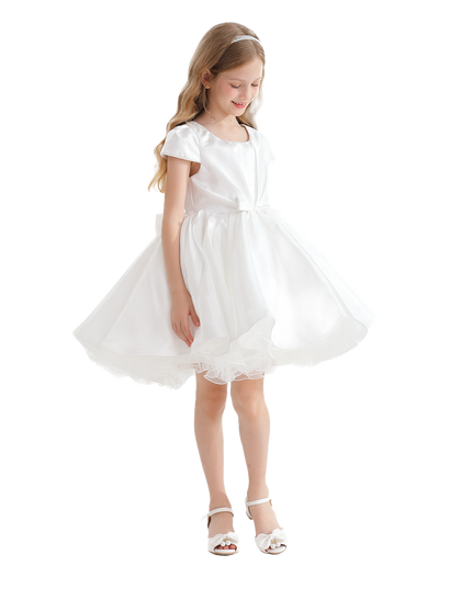 White Bow Short Solera Dress