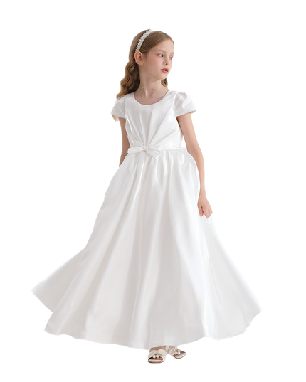 White Bow Long Brea Dress