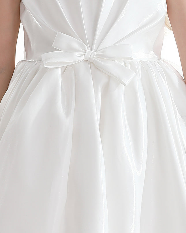 White Bow Long Brea Dress