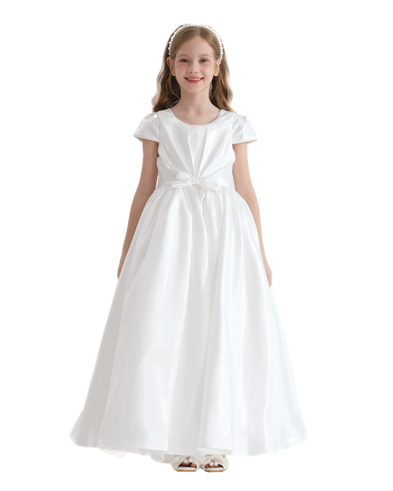 White Bow Long Brea Dress