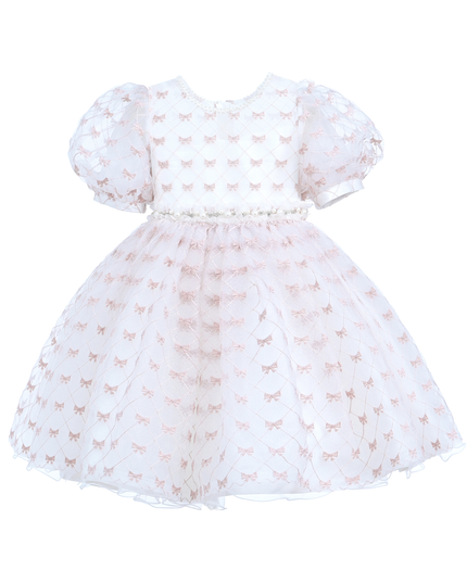 Ivory Pink Accented Tulle Fontana Dress