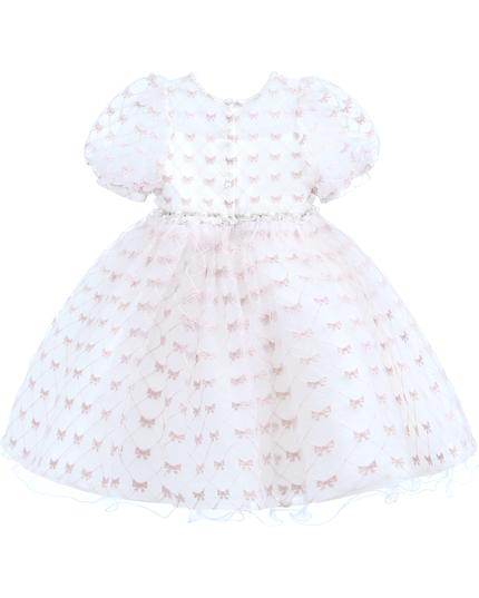 Ivory Pink Accented Tulle Fontana Dress