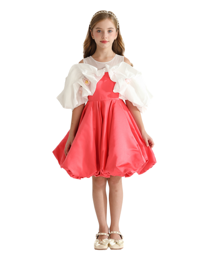 Red Silhouette White Sleeve Isadora Dress
