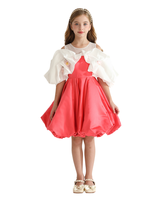 Red Silhouette White Sleeve Isadora Dress