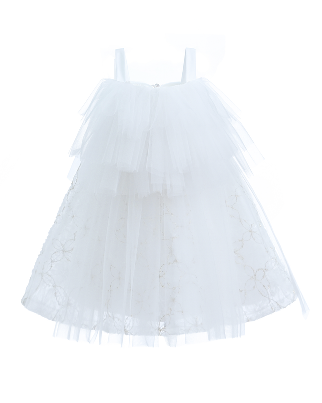 White Floral Bow Cadiz Dress