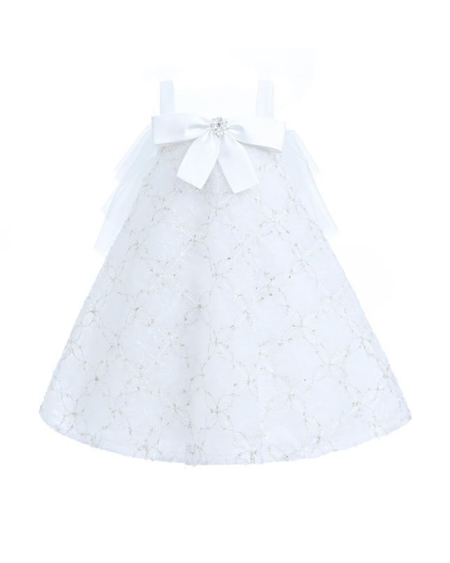 White Floral Bow Cadiz Dress