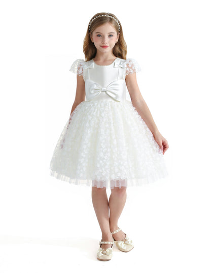 White Floral Bow Upton Dress