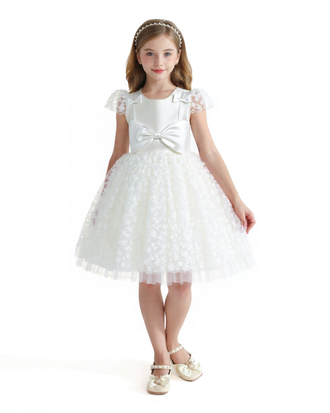White Floral Bow Upton Dress