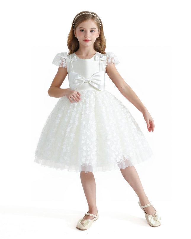 White Floral Bow Upton Dress