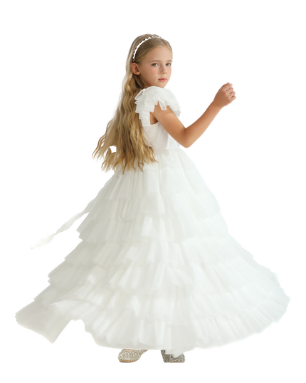 White Layered Tulle Abbyfield Dress