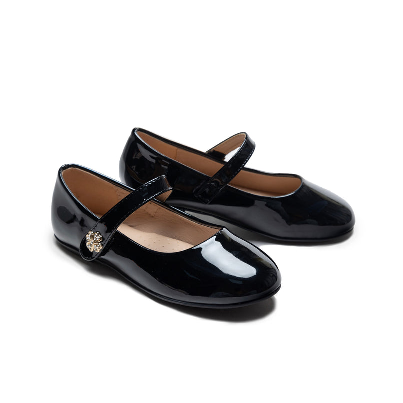 Black Maleia Clover Charm Flats