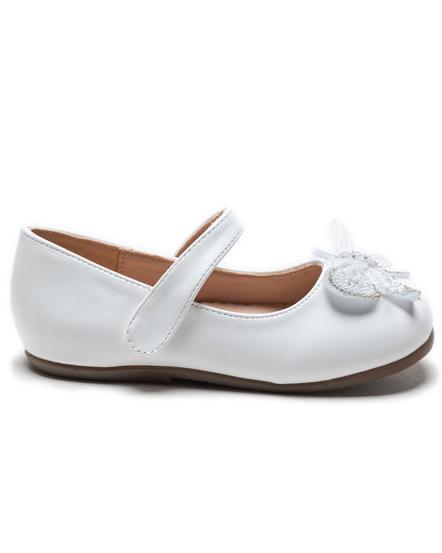 White Charlotte Ribbon Flats