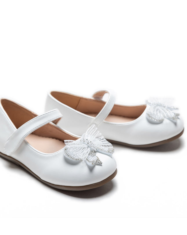 White Charlotte Ribbon Flats