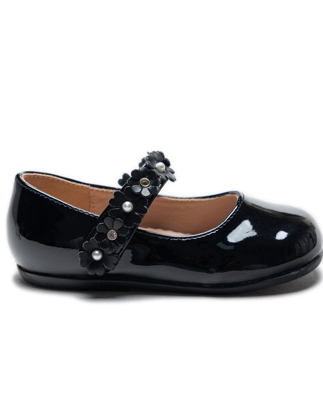 Black Amelia Floral Band Flats