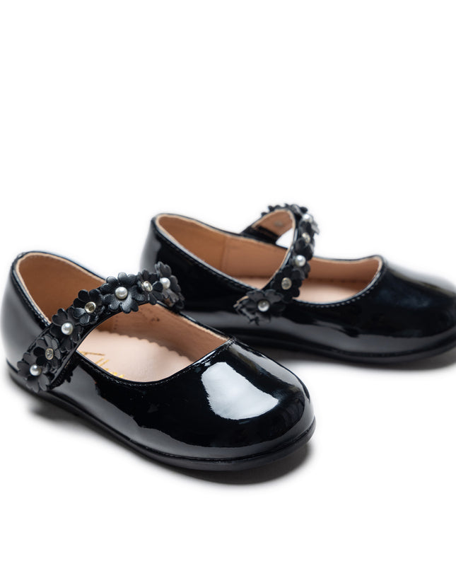 Black Amelia Floral Band Flats