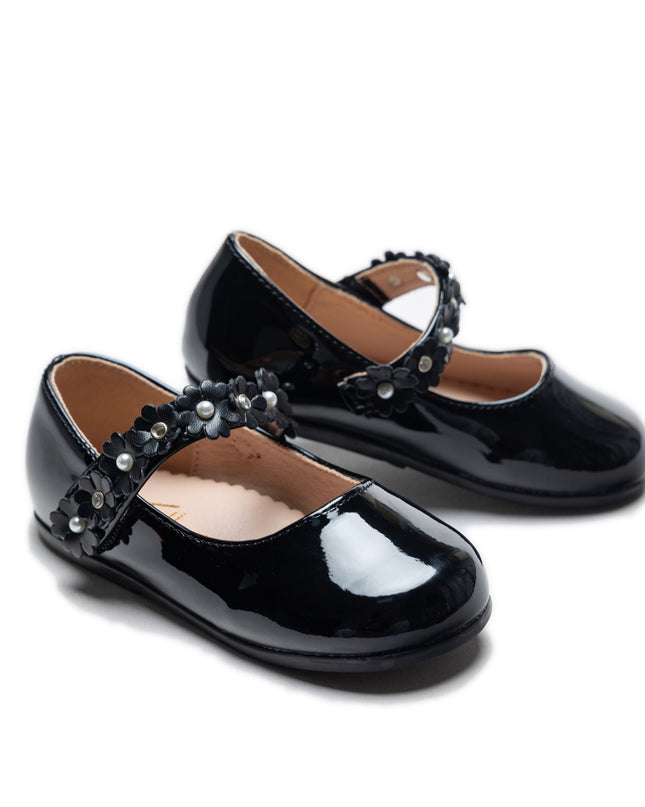 Black Amelia Floral Band Flats