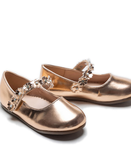 Champagne Amelia Floral Band Flats