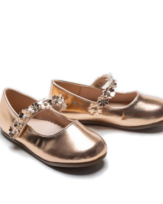 Champagne Amelia Floral Band Flats