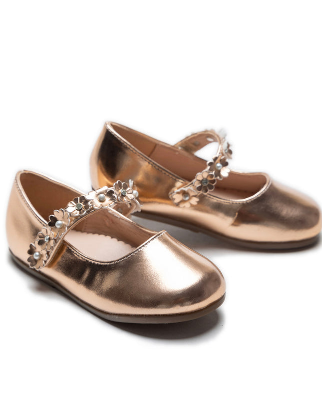 Champagne Amelia Floral Band Flats