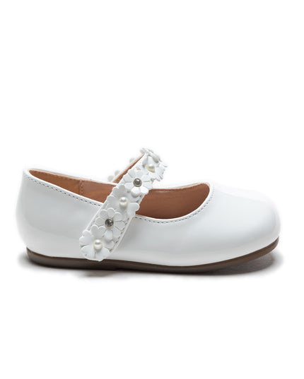 White Amelia Floral Band Flats
