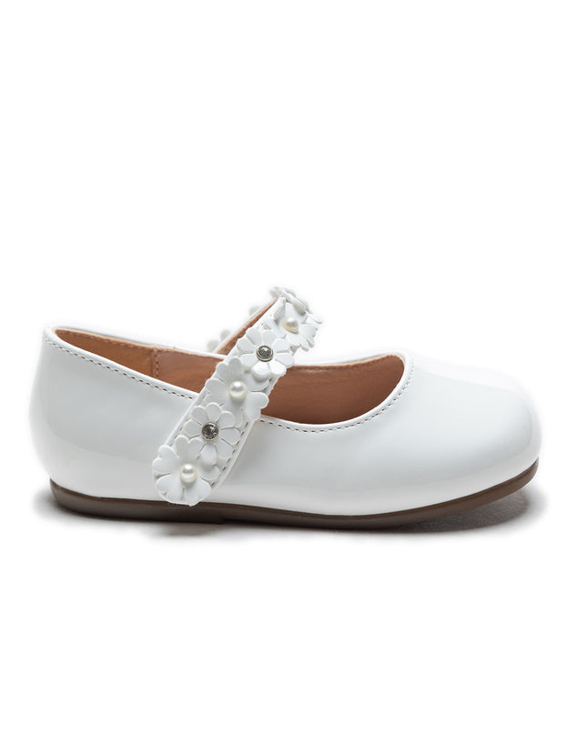 White Amelia Floral Band Flats