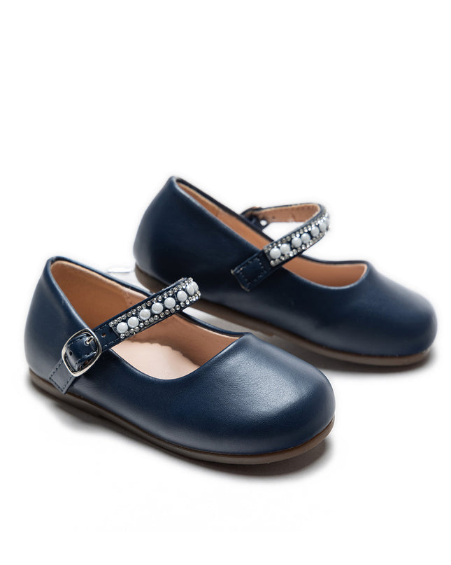 Navy Margot Pearl Band Flats