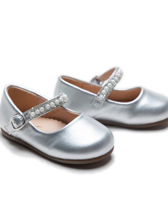 Silver Margot Pearl Band Flats